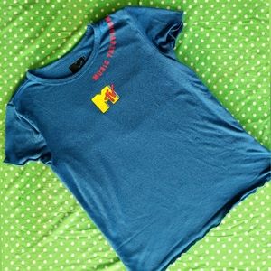 MTV Classic Logo Girlie-cut blue tee Size Small